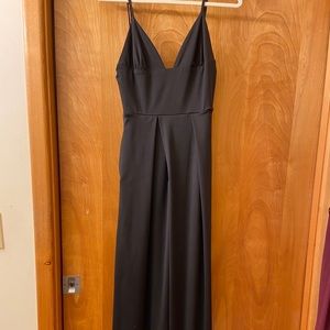 Long Thin Strapped Black Dress